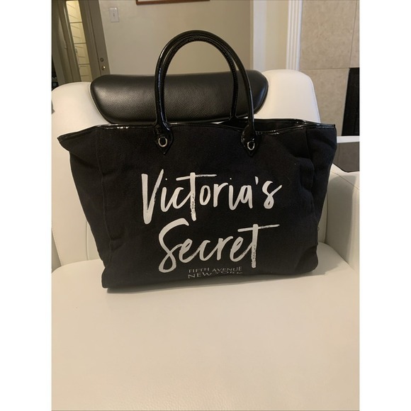 Victoria's Secret Handbags - Victoria's Secret Canvas Tote Bag Black White City New York preowned